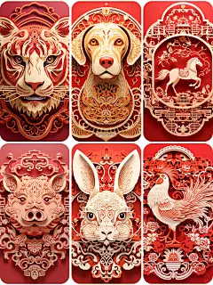 ai绘画丨十二生肖红色剪纸系列插图附关键词