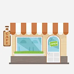 卡通咖啡馆免抠素材_元小素 https://iipng.com 卡通建筑 卡通房屋 商业空间 商业街 店铺效果图 店铺装修 建筑插画 矢量店铺 街边店铺 门店形象设计 门店设计