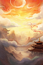设计敦煌风竖版国潮背景图