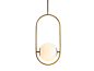 Brass and opal glass pendant lamp EVERLEY by Hudson Valley Lighting