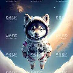 宇航员小狗  - 源文件下载【酷图网】宇航员,卡通,插画,太空,小动物,漫画,儿童画,小狗,狗