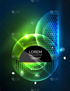 圆形，霓虹发光的透明元素。向量抽象背景