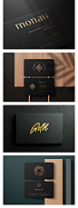 高端时尚黑色烫金黑金名片卡片设计展示贴图样机模版PSD设计素材-淘宝网