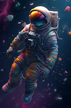 AI数字艺术绚烂宇宙太空宇航员插画-众图网