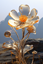 花朵未来风概念金属琉璃有机花卉模型