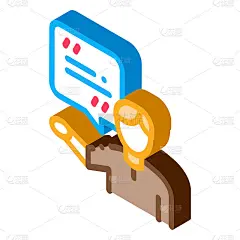 演员与复制等距图标矢量插图