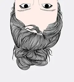 长胡子男士面部特写插画矢量图插画