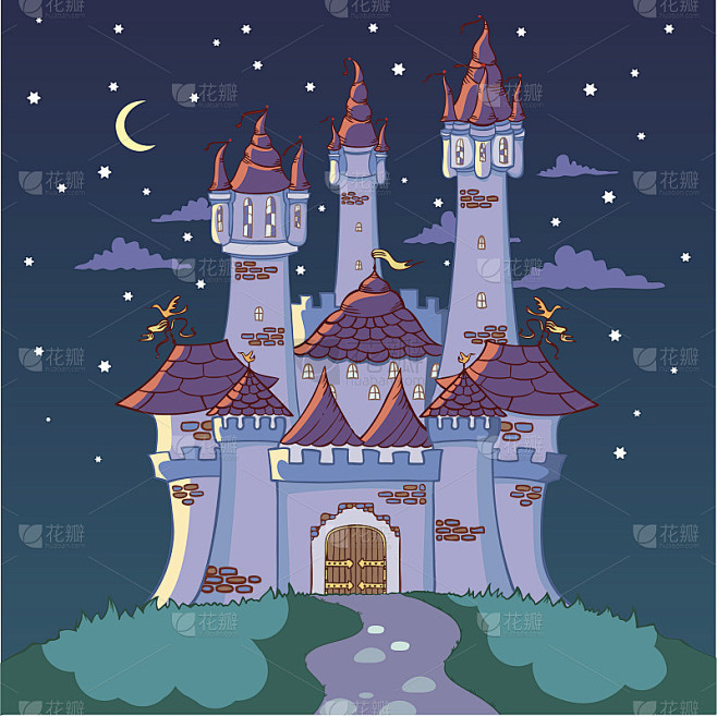 手绘城堡的夜晚
