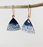 Unique Triangle Dangle Earrings in Enamel on Copper £32.00