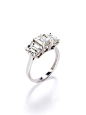 Piranesi 3.20 Total Ct. Emerald Cut Diamond & Platinum 3-Stone Ring