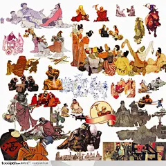 古代喝酒人物传统文化分层素材