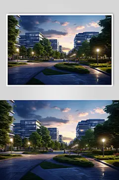 AI数字艺术教学楼校园场景图片-众图网