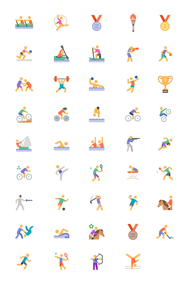 44 枚奥运项目扁平图标 - 图标 - ...