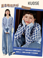 阔色克莱因蓝针织毛衣女2021秋冬装新款长袖厚款开衫外套上衣-tmall.com天猫