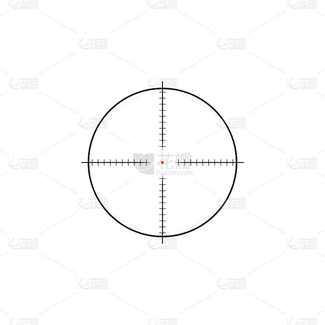 Collimator sight icon with red aim dot.素材-花瓣网