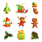 9款质感圣诞图标设计矢量素材，素材格式：EPS，素材关键词：图标,驯鹿,圣诞节,松枝,圣诞袜,圣诞老人,姜饼人,雪橇,圣诞雪人