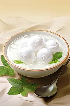 AI数字艺术国潮古风元宵节汤圆美食插画