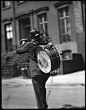 One-Man Band Street Musician, Possibly Bethune Street, New York City. 1930s.
by Walker Evans