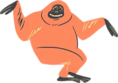 野生动物趣味手绘色块插画元素猴子