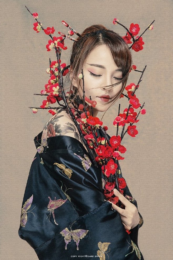 美图欣赏 #绘画资料参考#  花&少女...