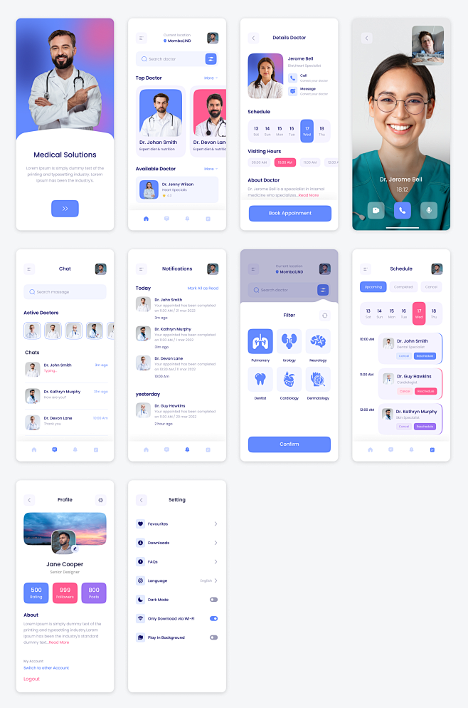 医生医疗app UI设计素材下载，帮助医...