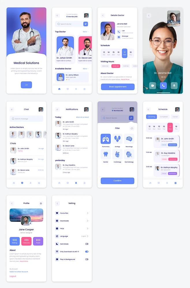 医生医疗app UI设计素材下载，帮助医生更好地管理患者信息 figma格式-UI/UX-到位啦UI-花瓣网