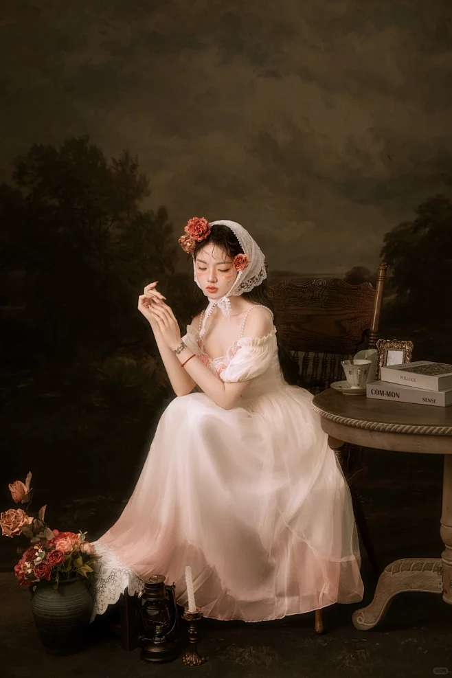 法式复古油画少女写真-花瓣网