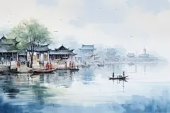 水墨江南风插画绘画
