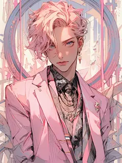 AI绘图｜多巴胺帅哥-Pink