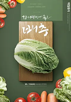 韩国美食白菜西红柿简约海报