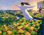 Amazing Optical Illusions by Rob Gonsalves : Canadian artist Rob Gonsalves creates intriguing surrealist paintings focused on storytelling.

"The works express both the real and the imaginative, painting a space where one can explore beyond physical 