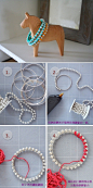 DIY Pearl and Yarn Brac 