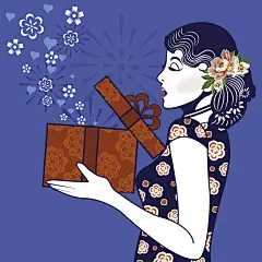 民国风旗袍女性新时代复古风传统东方女士AI矢量EPS元素设计素材【源文件可下载】