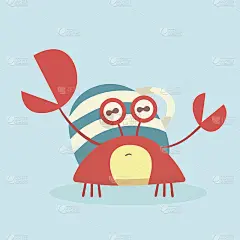 卡通寄居蟹。
