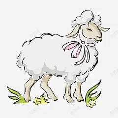 草地上美丽的绵羊手绘矢量图高清素材 草地 免费下载 页面网页 平面电商 创意素材 png素材
