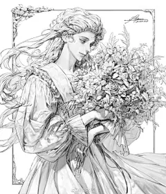 层次丰富的“皇室”线稿
,
用线繁复而不乱
,
人物插画设计师
,
PILYEON ​​​​