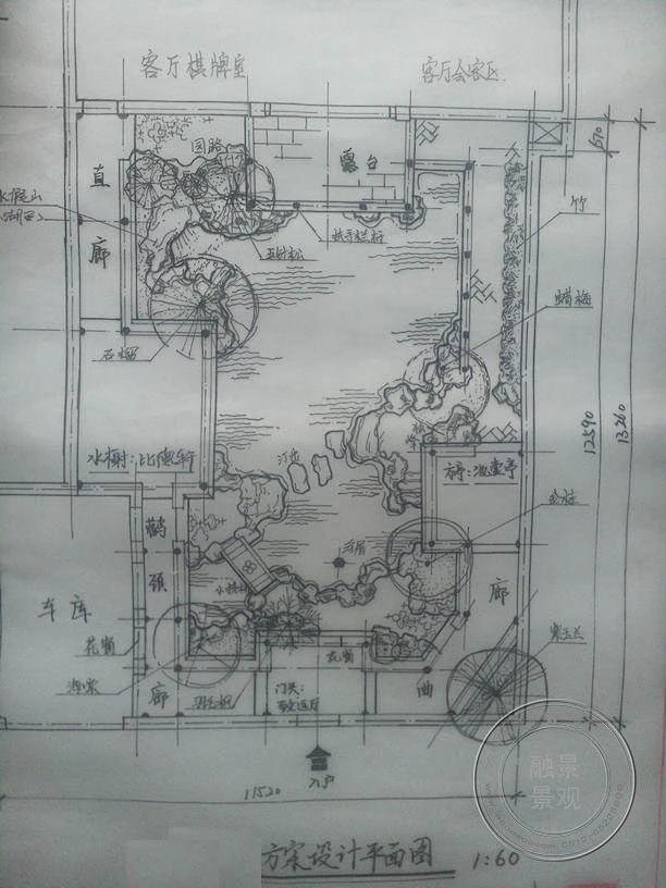 苏州园林设计公司_景观、庭院、花园、别墅庭院设计_园林效果图片_苏州融景景观营造有限公司_设计师娄晴晴手绘平面图2-花瓣网