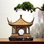 现货 新中式禅意中国风古梧竹幽居建筑模型木质成品摆件软装饰品-淘宝网