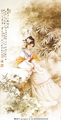 古画,仕女图,老挂历,古装美女,高清,工笔画,图片素材