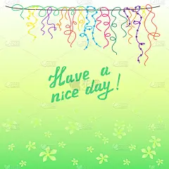 新鲜的丝带和球的插图为孩子的节日，背景与彩色的花环和一个空地的鲜花装饰贺卡或问候