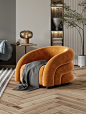 简约现代小户型客厅沙发椅北欧ins风个性绒布单人椅复古懒人沙发
