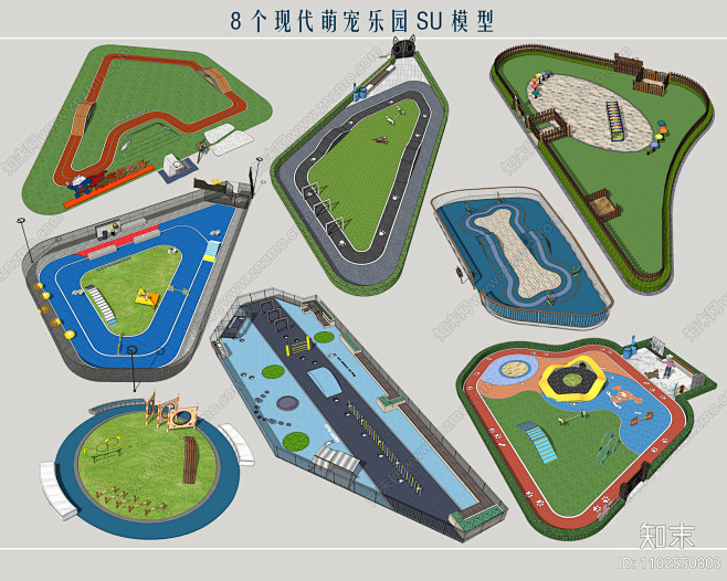 现代萌宠乐园SU模型下载【ID:1102...