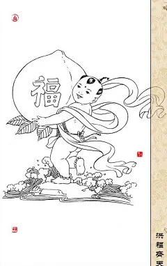 童子白描图-人物|工笔素材|白描素材|工笔花鸟|工笔山水|工笔人物|白描人物|白描百花