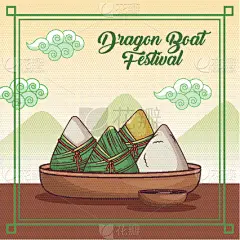 龙舟赛,卡通,可爱的,亚洲,远古的,传统,概念,食品,设计