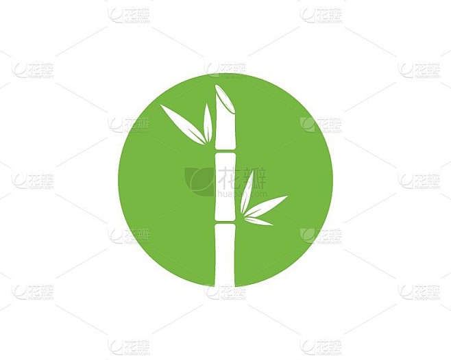 带有绿叶的竹叶矢量图标
