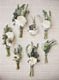 Pretty Boutonnieres for a simple earthy wedding theme.: 