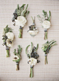 Pretty Boutonnieres for a simple earthy wedding theme.: