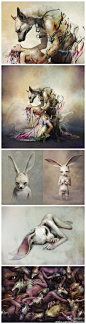 日本插画师长谷亮平（Ryohei Hase）作品，一点点诡异，一点点暗黑，细节和张力都很到位，在第一眼感官冲击之后还有很多值得揣摩的内容，这就是咱最爱的插画风格。