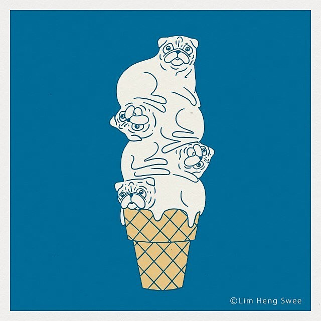 Pug Ice Cream
#illus...