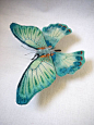 Fabric sculpture Large turquoise color butterfly by irohandbags